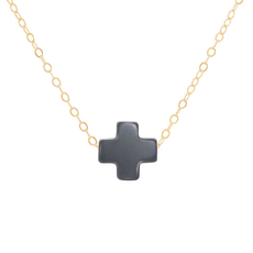 enewton 16" Necklace Gold-Signature Cross Charcoal