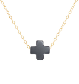 enewton 16" Necklace Gold-Signature Cross Charcoal