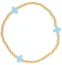 ENewton Design Signature Cross gold pattern 3mm bead bracelet - Mint