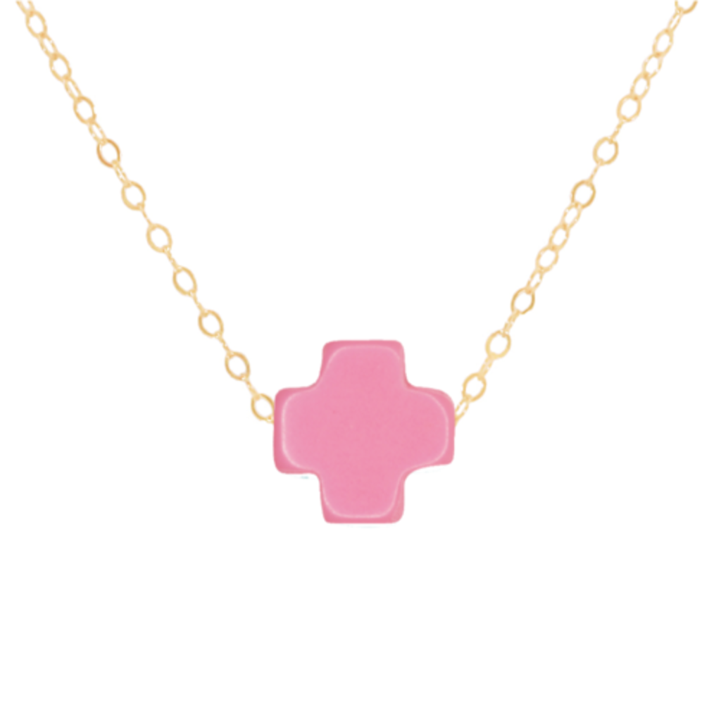 ENewton Design 16" Necklace Gold -Signature Cross Bright Pink