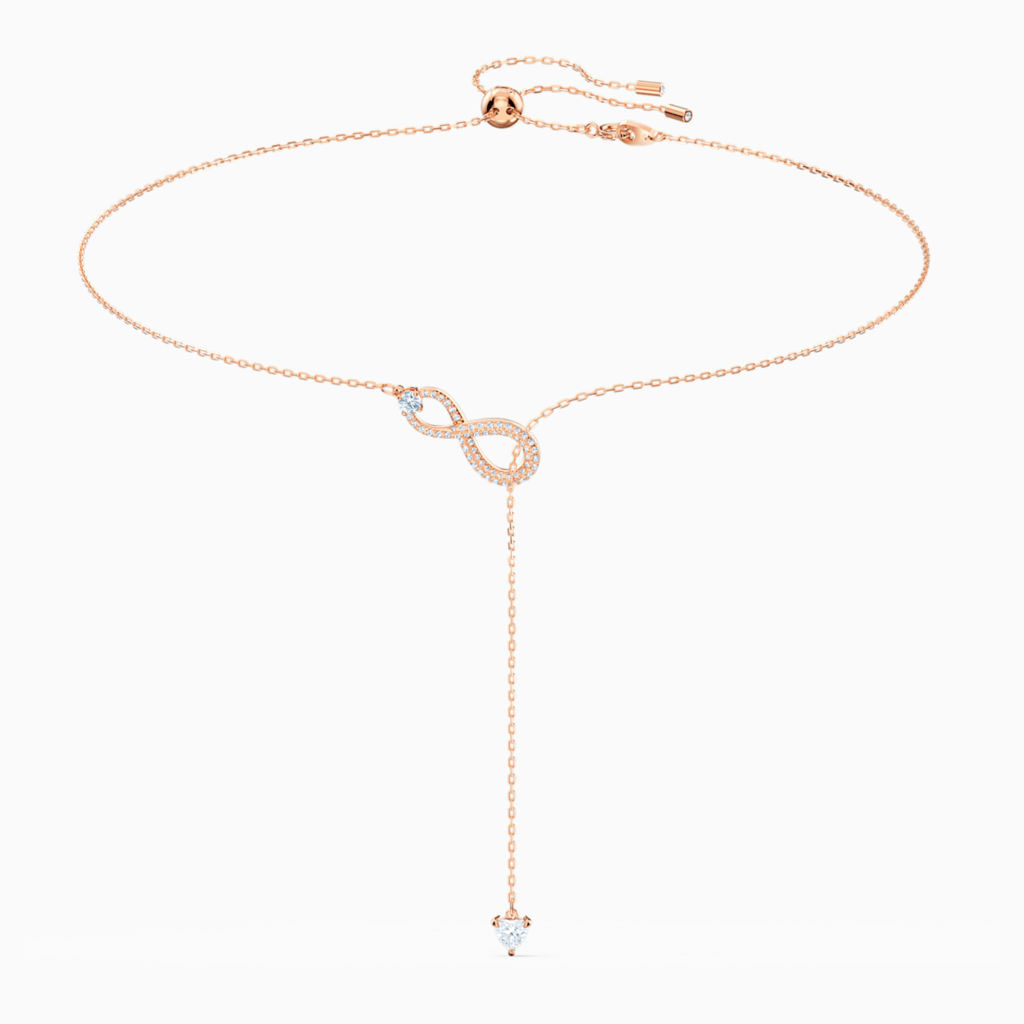 Swarovski SWAROVSKI INFINITY Y NECKLACE, WHITE, ROSE-GOLD TONE PLATED