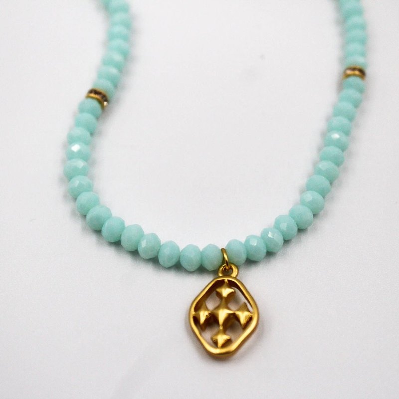 Gracewear Faithworks Beaded Necklace-Turquoise/Gold