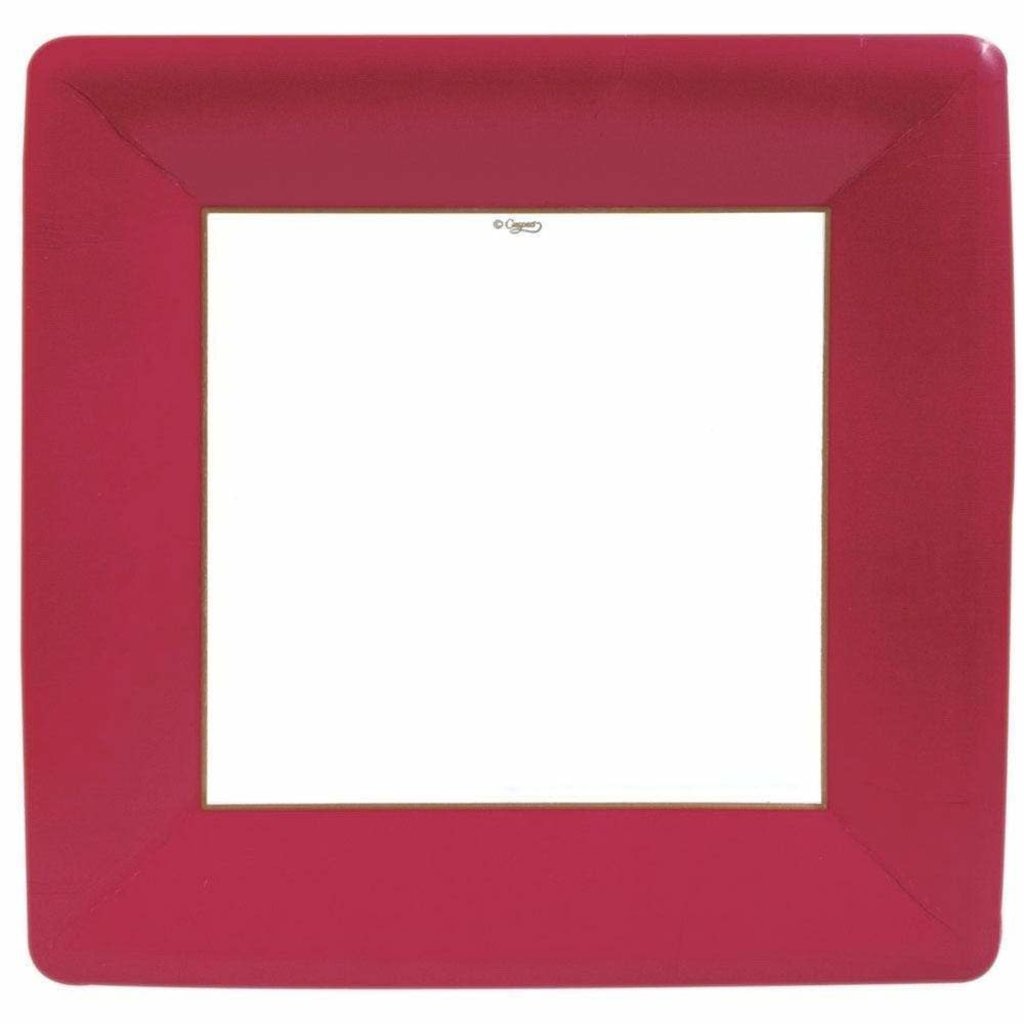 Caspari Grosgrain Square Paper Dinner Plates in Red