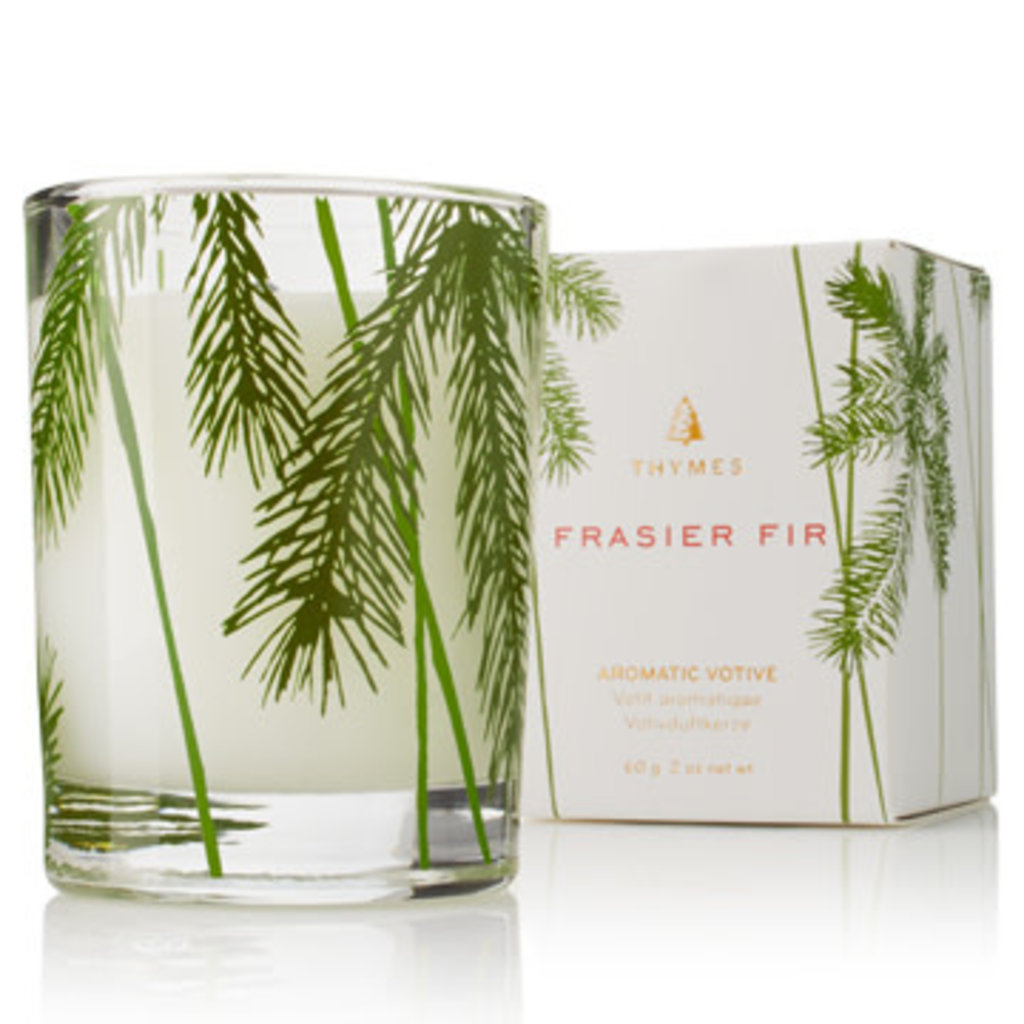 Thymes Frasier Fir Votive Candle, Pine Needle Design