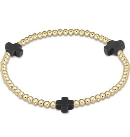 enewton Signature Cross Gold Pattern 3mm Bead Bracelet - Charcoal