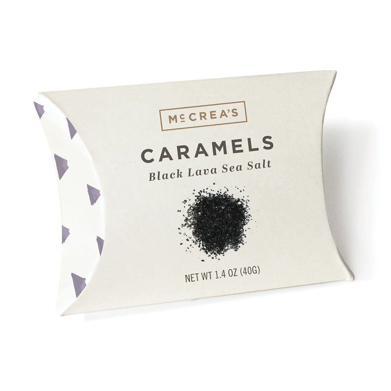 McCrea's Candies Black Lava Sea Salt Caramels. 1.4 ounce pillow