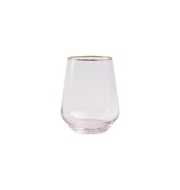Vietri Rainbow Pink Stemless Wine Glass