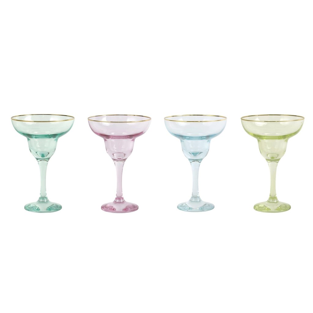 Vietri Rainbow Assorted Margarita Glasses, set of 4