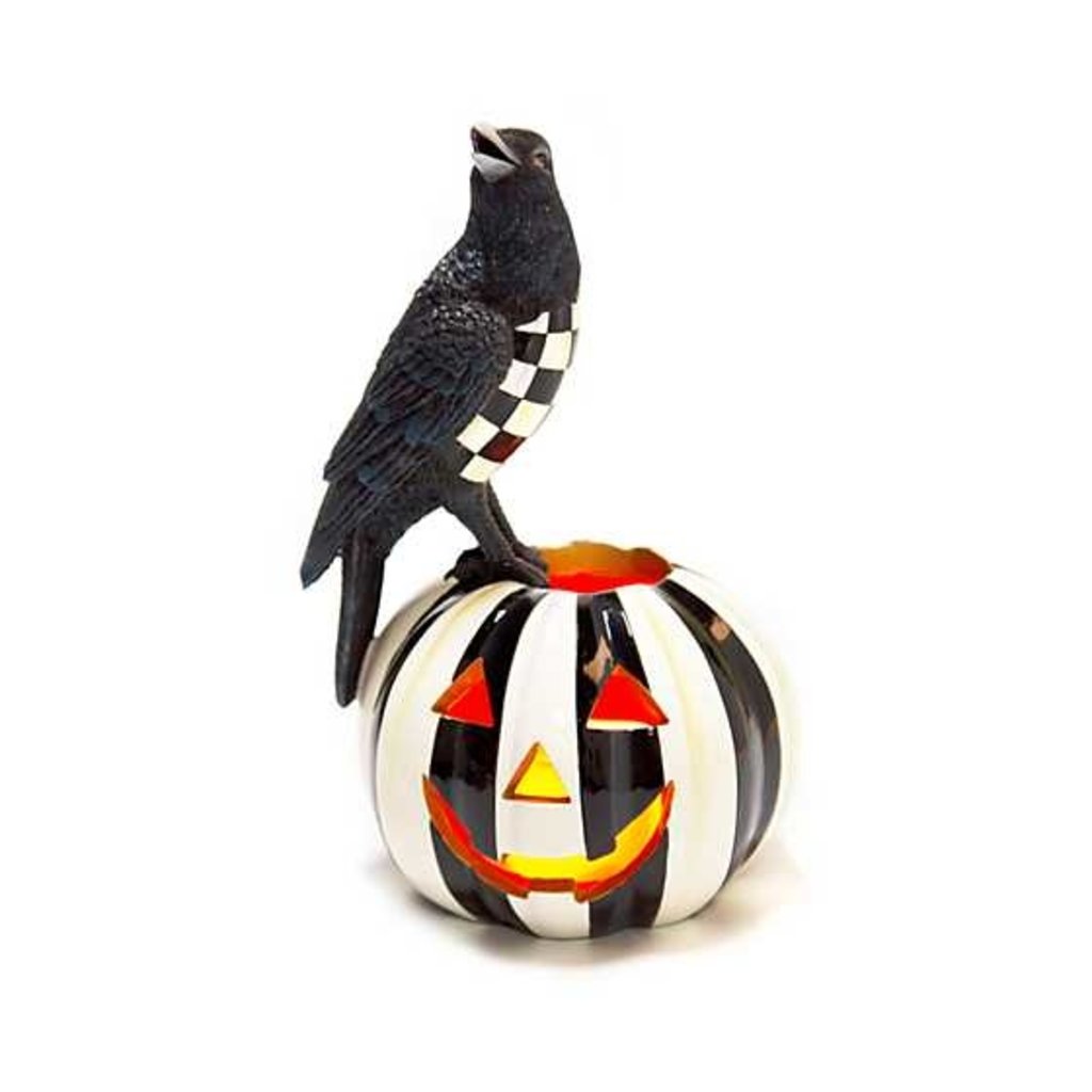 Mackenzie-Childs Crow on Illuminated Pumpkin