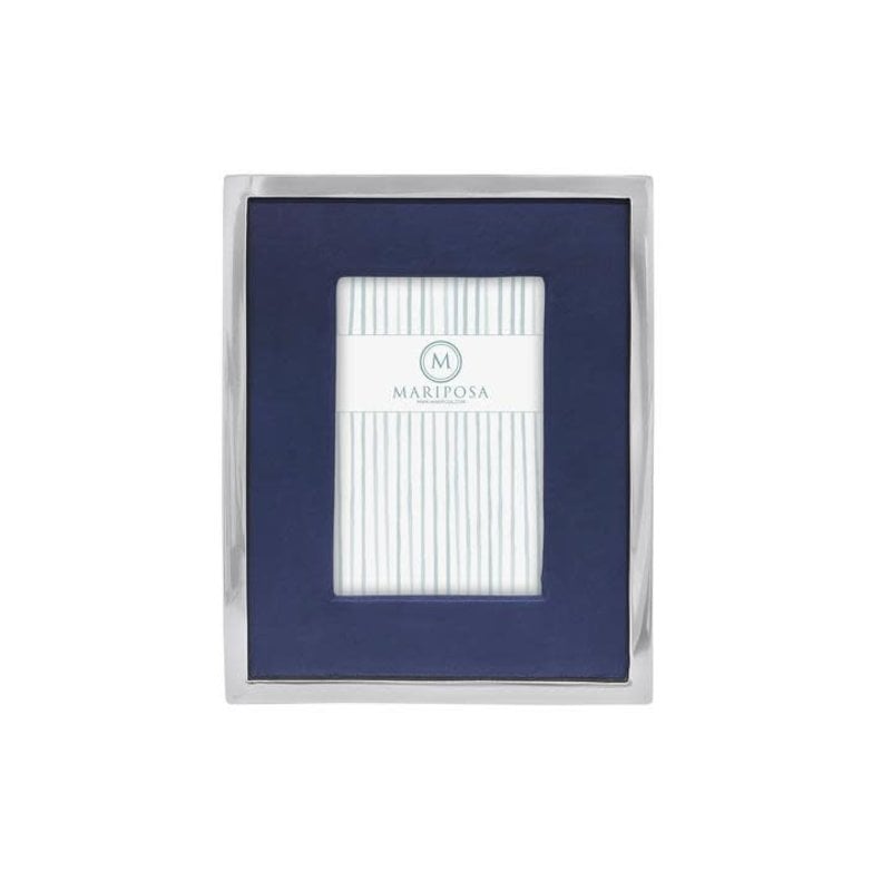 Mariposa - White Leather With Wavy Border 4X6 Frame