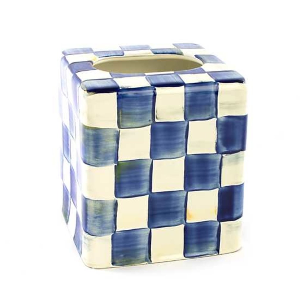 Mackenzie-Childs Royal Check Enamel Boutique Tissue Box Cover