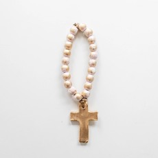 The Sercy Studio Bitty 7.5" Pink/gold Blessing Beads - Cross