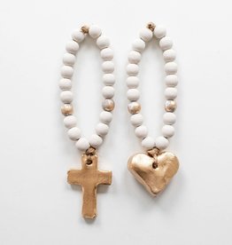 The Sercy Studio Bitty White w/ Gold Blessing Beads - Cross