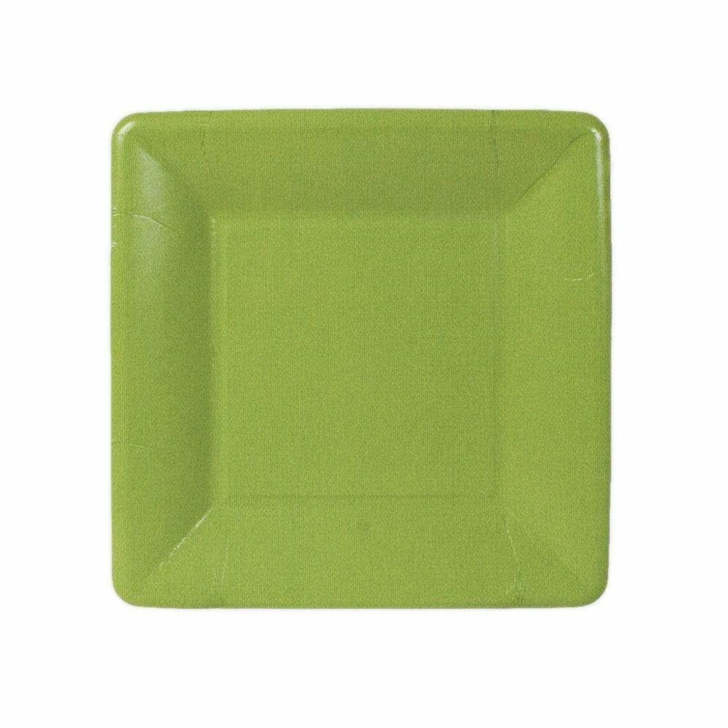 Caspari Grosgrain Square Paper Salad/Dessert Plates in Moss Green