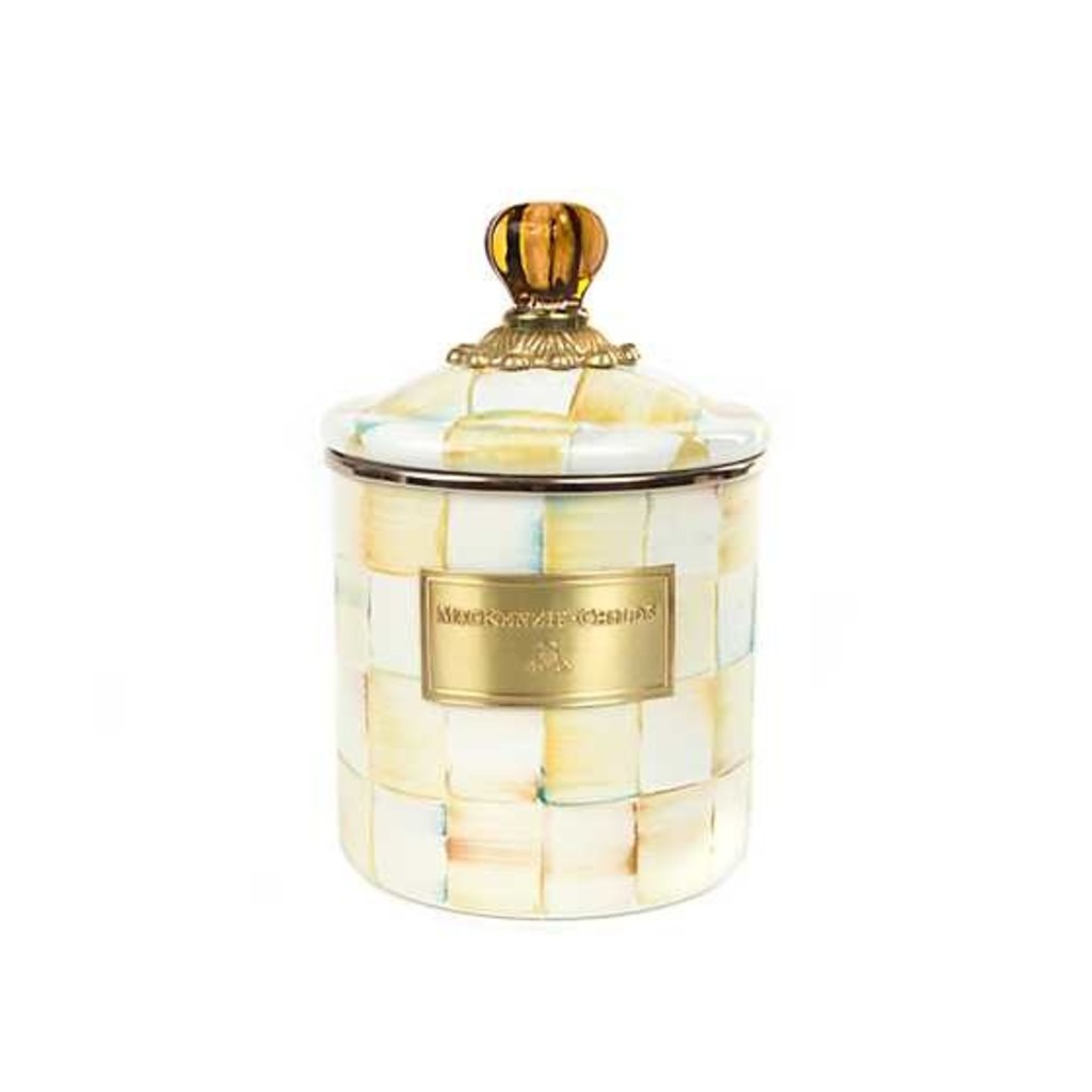 Mackenzie-Childs Parchment Check Enamel Canister - Small