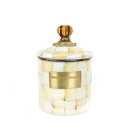 Mackenzie-Childs Parchment Check Enamel Canister - Small