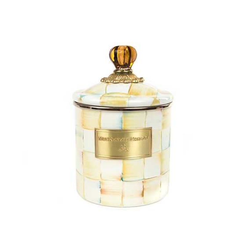 Mackenzie-Childs Parchment Check Enamel Canister - Small