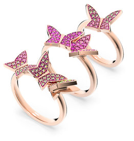 Swarovski Lilia Ring Set (3), Butterfly-Pink Rose Gold