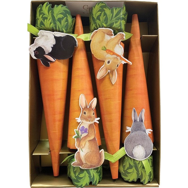Caspari Luxury Cone Bunnies & Carrots , 10 count