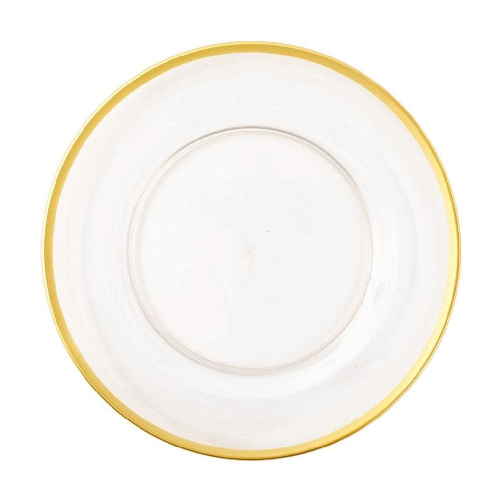 Caspari Acrylic Plate Charger in Clear with Gold Rim
