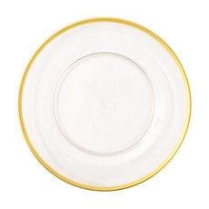 Caspari Acrylic Plate Charger in Clear with Gold Rim