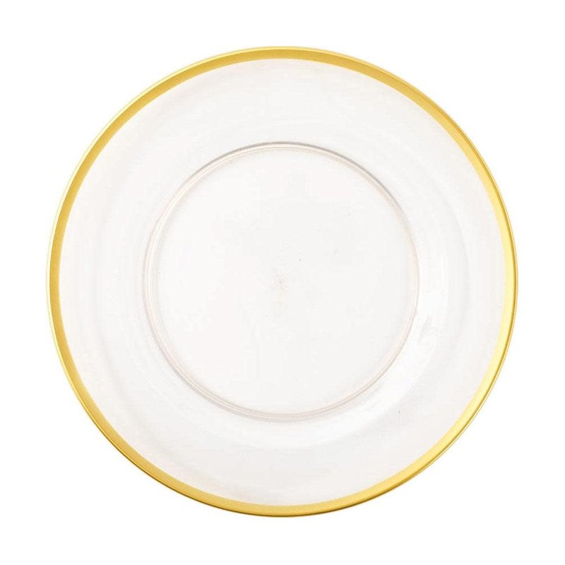 Caspari Acrylic Plate Charger in Clear with Gold Rim