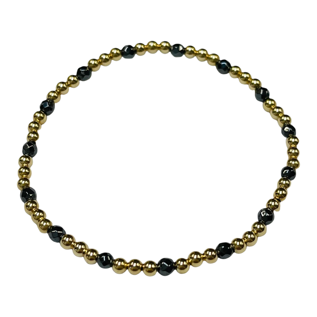 enewton Gold Sincerity 3mm Bead Bracelet - Faceted Onyx