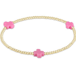 ENewton Design signature cross gold pattern 2mm bead bracelet - bright pink