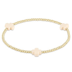 ENewton Design signature cross gold pattern 2mm bead bracelet -off white