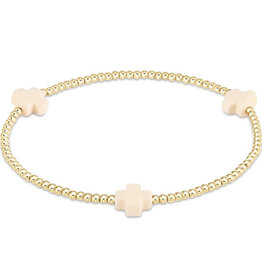 ENewton Design signature cross gold pattern 2mm bead bracelet -off white