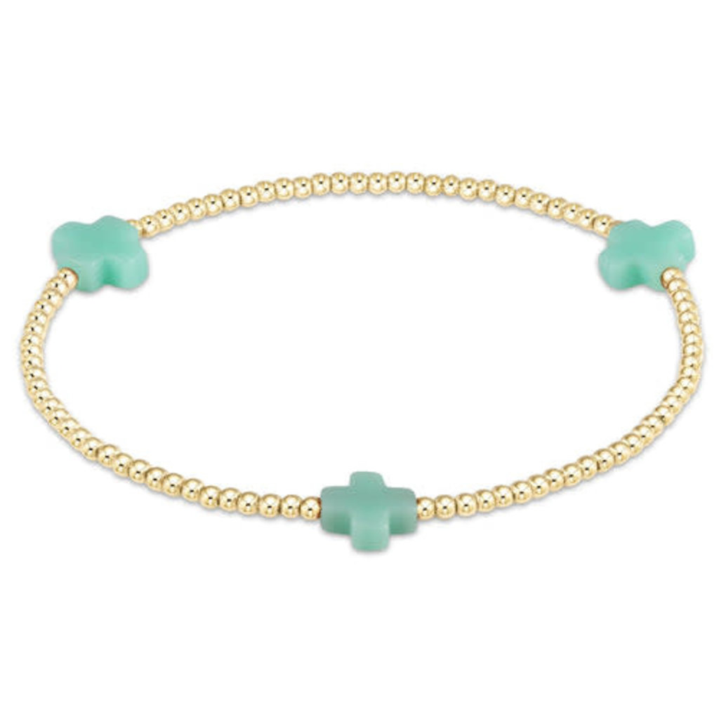 enewton Signature Cross Gold Pattern 2mm Bead Bracelet - Mint
