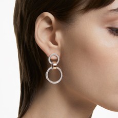 Swarovski Hollow hoop earrings/ White, Rose-gold tone plated