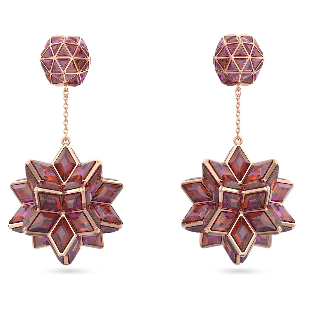 Swarovski Curiosa drop earrings Geometric cut, Pink, Rose gold-tone plated