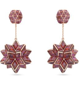 Swarovski Curiosa drop earrings Geometric cut, Pink, Rose gold-tone plated