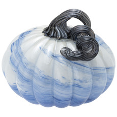 Glass Pumpkin White & Blue Swirl-Small