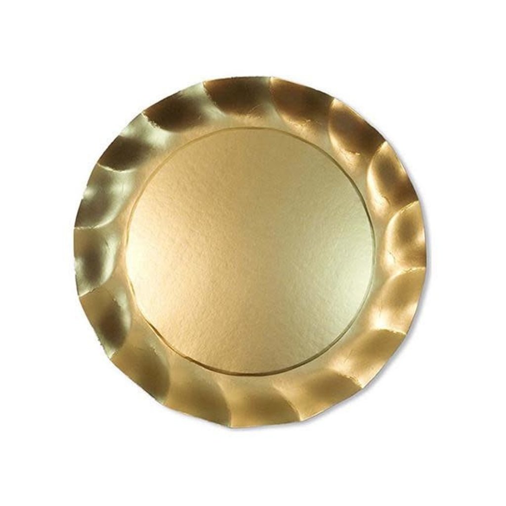 Sophistiplate Satin Gold Wavy Dinner Plate, 8pk