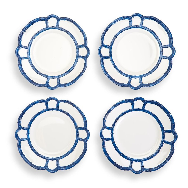 Blue Bamboo Touch Melamine Dinner Plate-Set/4