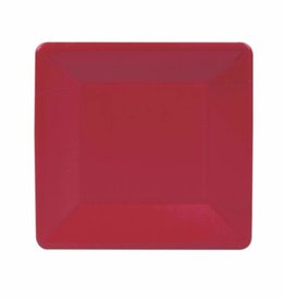 Caspari Grosgrain Border Red Paper Salad Plate, pkg of 8