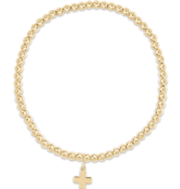 ENewton Design Gold 2mm  bead Signature Cross Small Gold Charm Bracelet