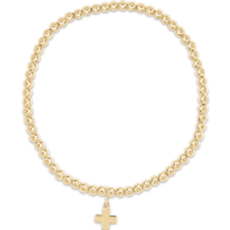 ENewton Design Gold 2mm  bead Signature Cross Small Gold Charm Bracelet