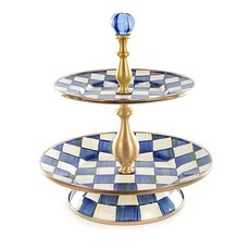 Mackenzie-Childs Royal Check Enamel Two Tier Sweet Stand
