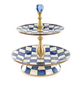 Mackenzie-Childs Royal Check Enamel Two Tier Sweet Stand