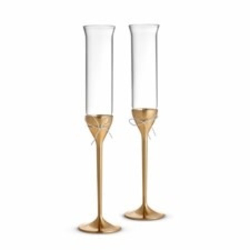 Vera Wang Vera Wang Love Knots Toasting Flute Pair Gold Metl