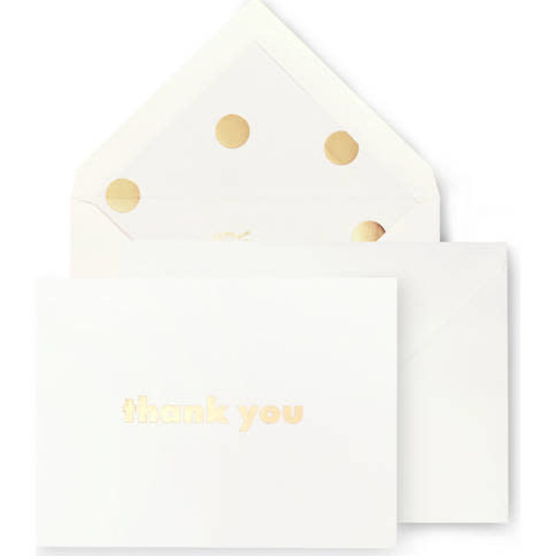 Kate Spade Thank you Notecard Set, Gold Dot w/Script