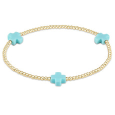 ENewton Design signature cross gold pattern 2mm bead bracelet -turquoise