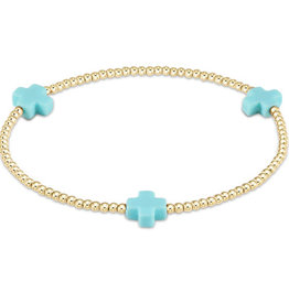 ENewton Design signature cross gold pattern 2mm bead bracelet -turquoise