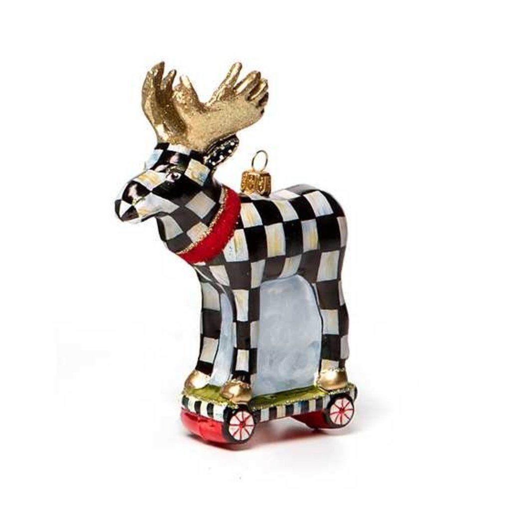 Mackenzie-Childs Glass Ornament-Moose on the Loose