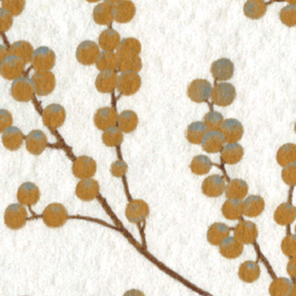 Caspari Berry Branches Paper Guest Towel Napkins in White & Gold