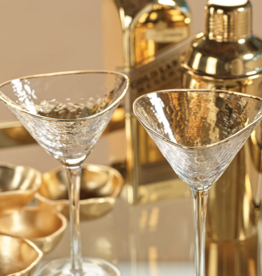 Aperitivo Triangular Martini Glass, Clear w/ Gold  Rim