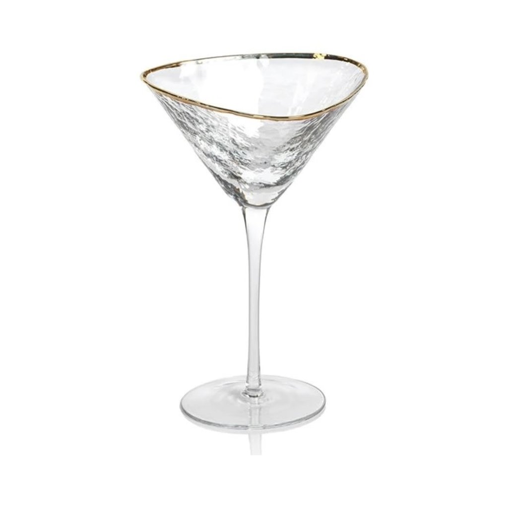 Zodax Aperitivo Triangular Martini Glass, Clear w/ Gold  Rim
